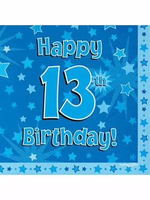 13thbluenapkins.webp 13th Birthday Blue Napkins