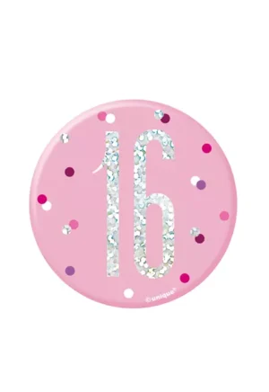 16pnkbadge.webp Pink Glitz 16th Birthday Badge