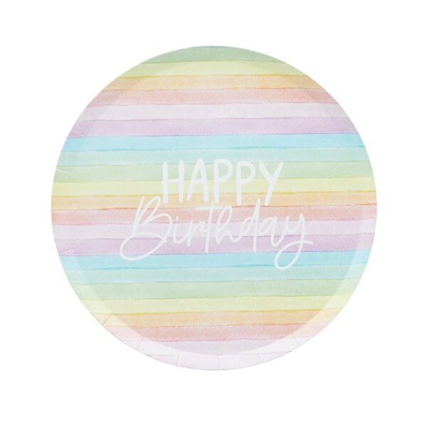 3060_2df5478d-34c1-4b6b-8d77-d1c6cae04d390.jpg Eco Rainbow 'happy Birthday' Paper Plates 8 Pack