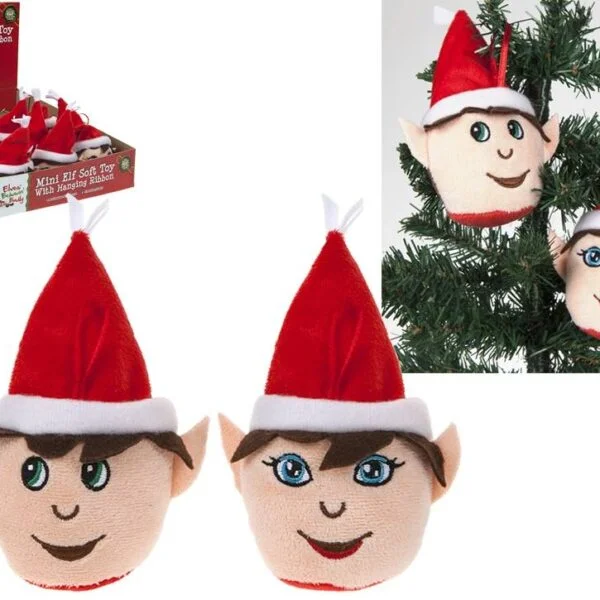 3.5" Boy/Girl Plush Elf Head On Hanging String