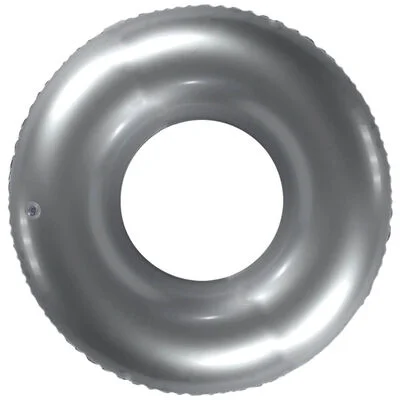 Inflatable 20" Shiny Metallic Swim Ring Silver