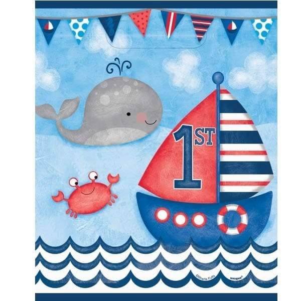 Nautical 1st Birthday Loot Bags 8pk