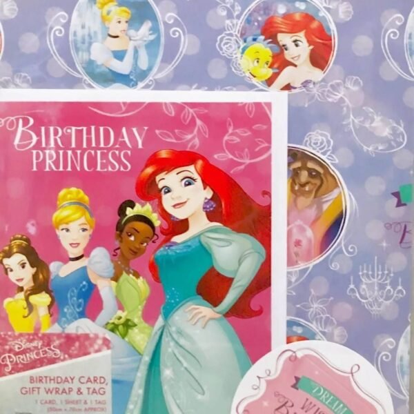Disney Princess Wrapping Paper, Card & Gift Tag Set