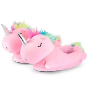 3D Plush Pink Unicorn Slippers