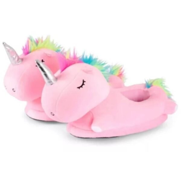3D Plush Pink Unicorn Slippers