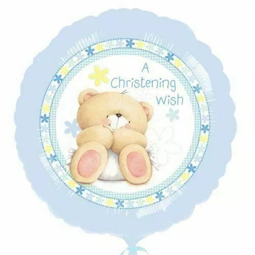 Blue Forever Friends Baby "A Christening Wish" Foil Balloon