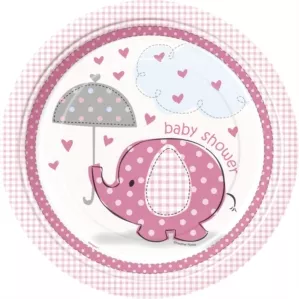 umbaby.webp Pink Umbrellaphants Baby Shower Paper Plates