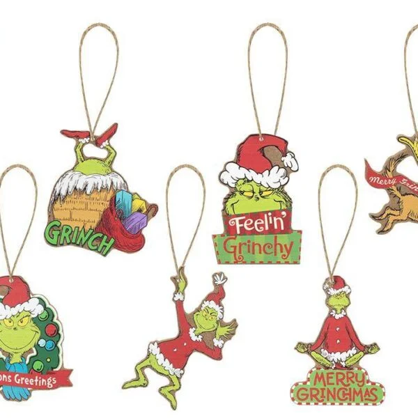 Grinch Mdf Tree Hangers 8cm (Assorted Designs)