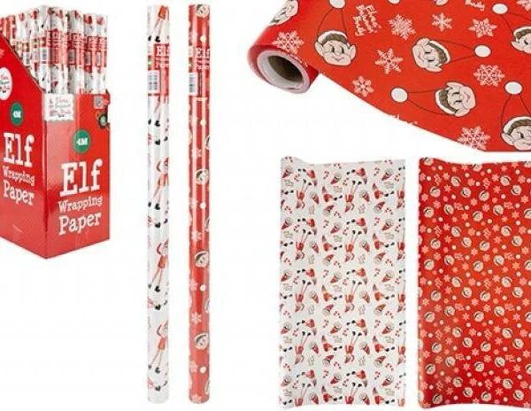 ELF Christmas Wrapping Paper 4m Assorted Designs