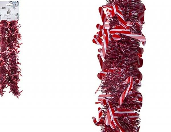 Red Candy Cane Tinsel 1.8M