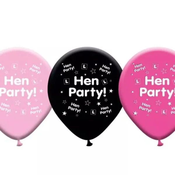Hen party latex pink and black balloons