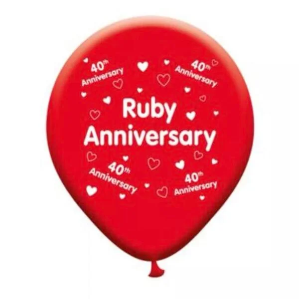 40th red ruby anniversary latex balloons