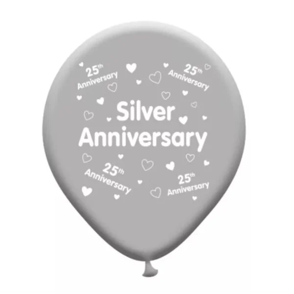 25th Silver anniversary latex balloons